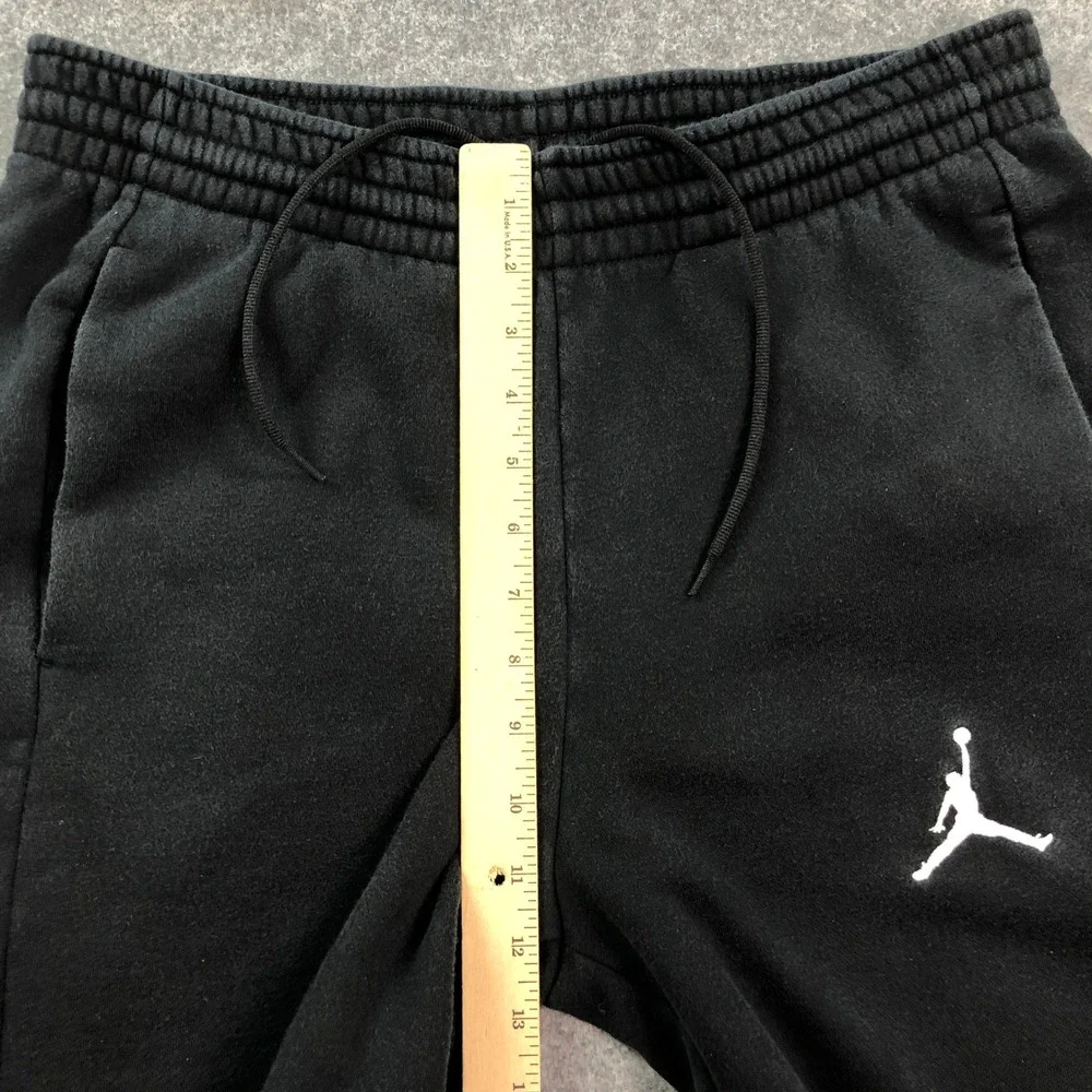 Jordan Men Sweatpants Medium Black Fleece Jumpman Logo Tapered Gym Workout